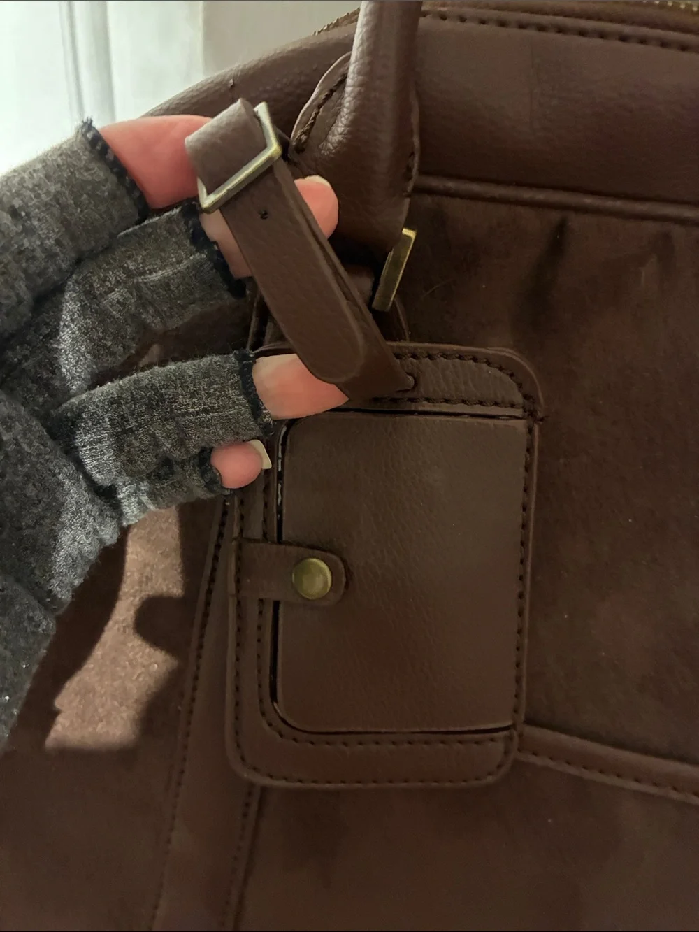 Men's White Barn Bath & Body Works Weekend Duffel Brown Suede Bag